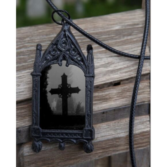 Cross Necklace Gothic Black Cross Pendant - Picture 3 of 4